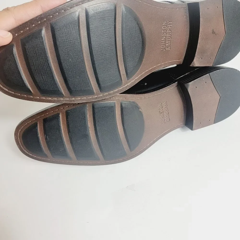 NEW Johnston & Murphy Mason Plain Toe Men's Black Leather Dress Shoes Size 8